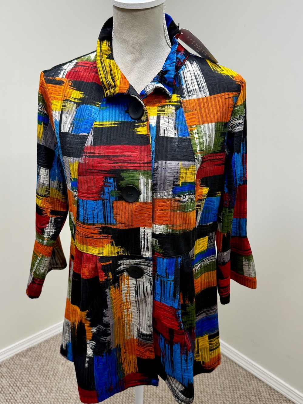 Ali Miles Jacket S Top Abstract Brushstroke Artsy Multi Dopamine Dressing New